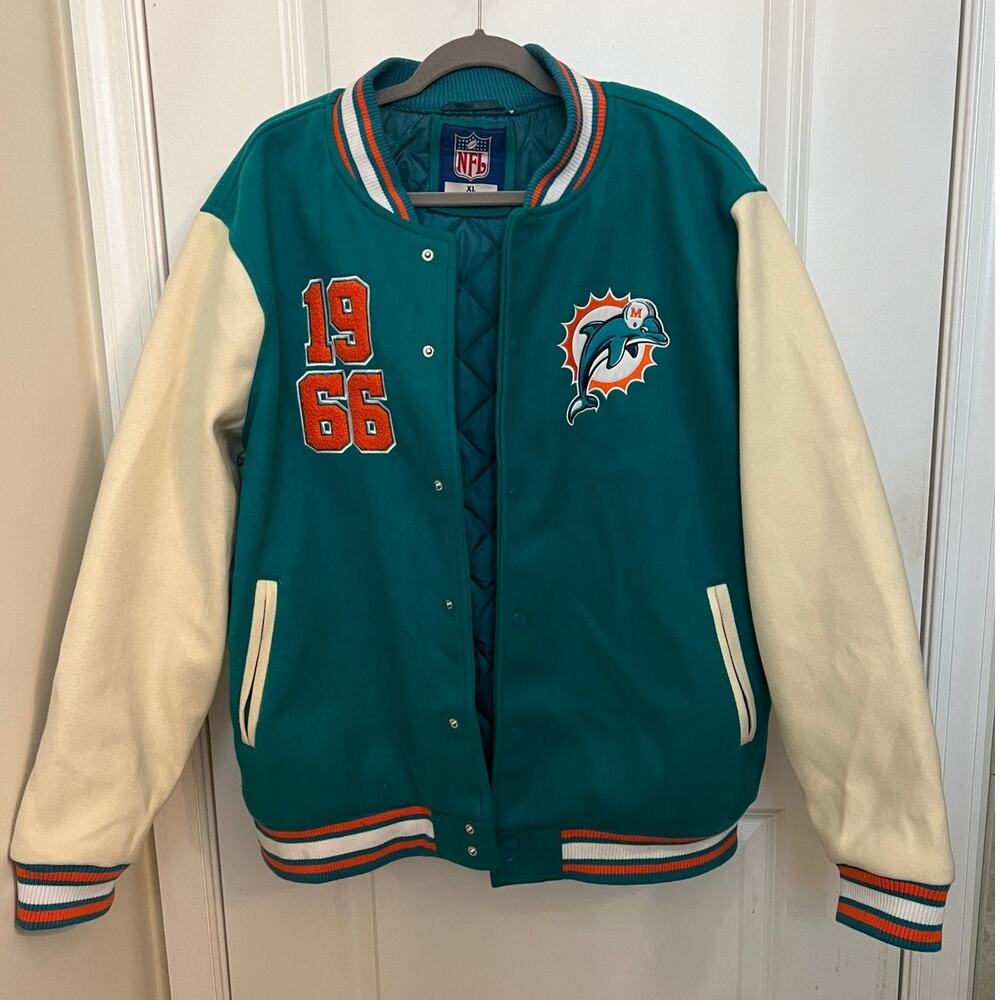 NFL Miami Dolphins Retro 1966 Varsity Letterman Jacket XL oversized streetwear